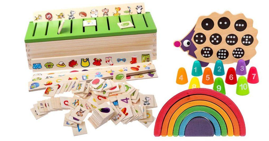 Früherziehung Spielzeug Kinder Intellektuelle Entwicklung Puzzle Holzklötze H2E7 