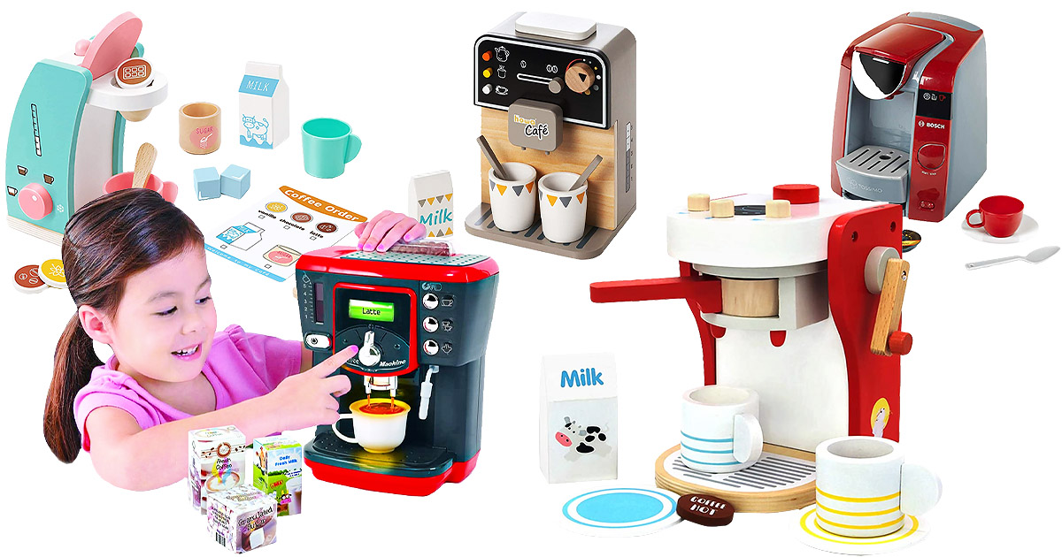 Hape Kaffeemaschine aus Holz Kinder Küchenspielzeug für Kaufladen Kinderküche 